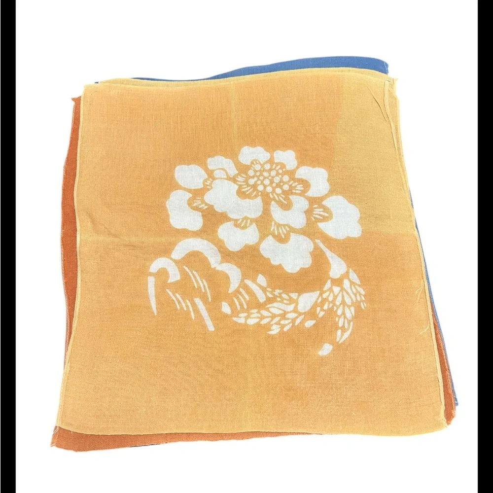 Set Of 8 Multicolor Japanese Cotton Tenugui Hand Towel Napkins W Floral Pattern
